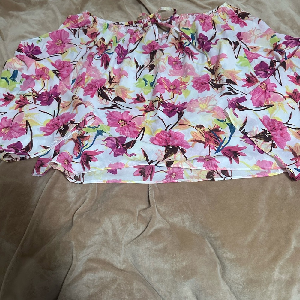INC Macy’s Floral Off-Shoulder Blouse M